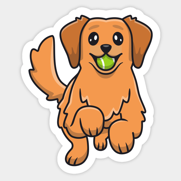 Cute Golden Retriever Playing Ball Sticker by Catalyst Labs